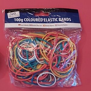 Elastic Bands Coloured Various Sizes 100g