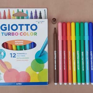 Giotto Turbo Color Felt Pens 2.8mm Tip - Assorted Colours- 12 pack