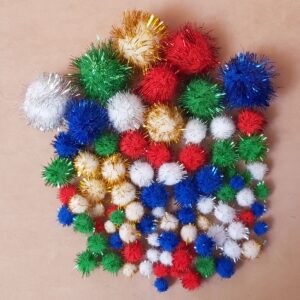 Pom Poms Glitter 100pk
